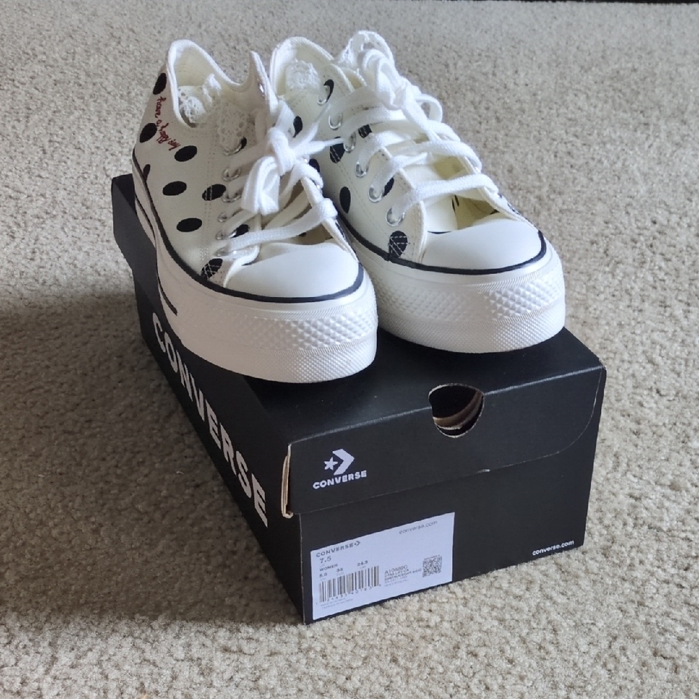 Converse Women's' All Star Lift White and Black Polka Dot Sneakers